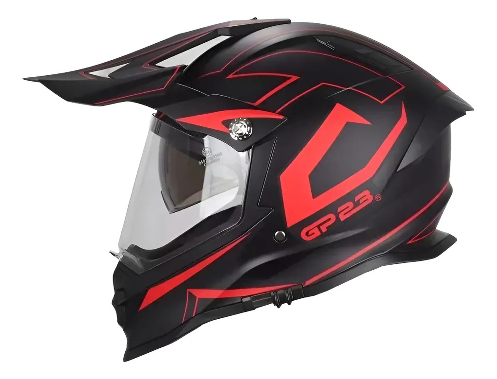 Casco Moto Enduro Cross Gp23 Cr800 Rojo Mate Doble Visor