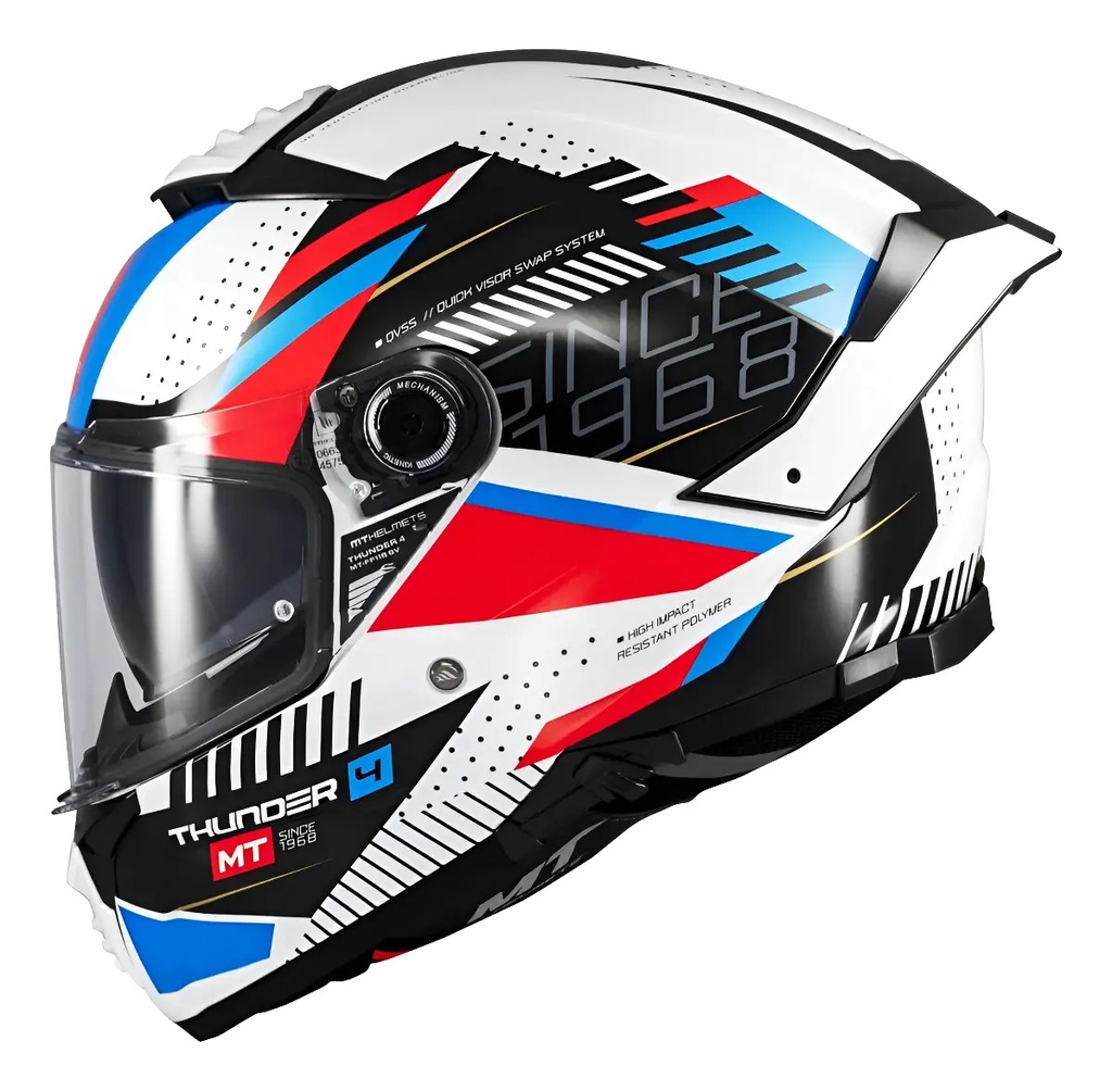 Casco Moto Integral Mt Thunder 4 Doble Visor Rpm Azul Luminence A7 Brillante Xl