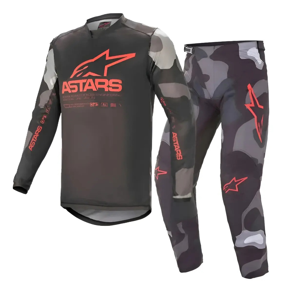 Conjunto Equipo Motocross Alpinestars Racer Tactical 32 Rpm 32 Rojo/gris