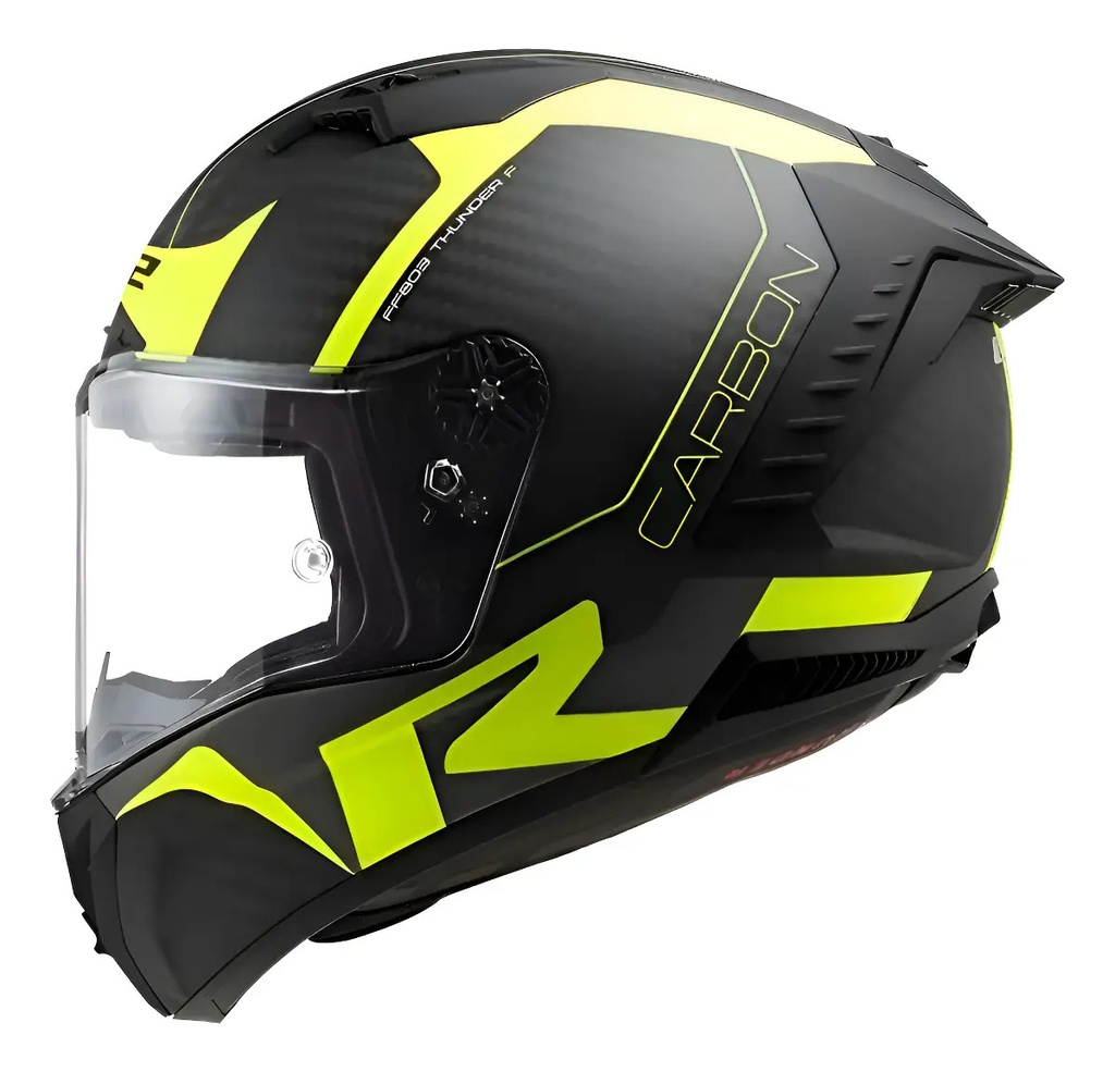Casco Moto Integral Ls2 805 Thunder Racing Carbono Mate Negro/amarillo L