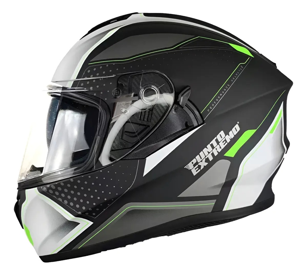 Casco Moto Ff981 Punto Extremo Pista Doble Visor Verde Rpm®
