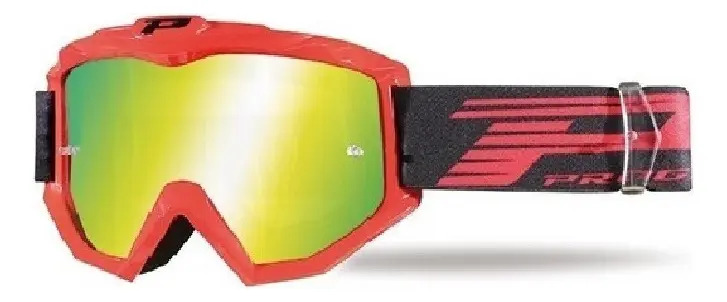Antiparras Progrip Motocross Lente Espejada Multilayer Red Armazón Rojo
