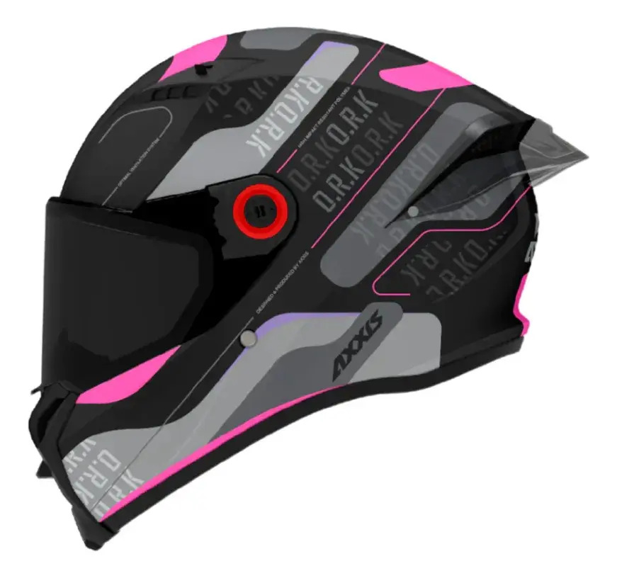 Casco Moto Integral Axxis Fenix Con Spoiler Rpm Negro/rosa Ork B8 Brillo Xxl