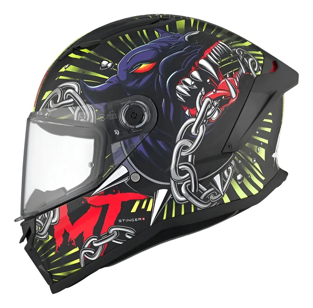 Casco Moto Integral Mt Stinger 2 Con Spoiler Rpm Negro/amarillo Akin A3 Mate Xl