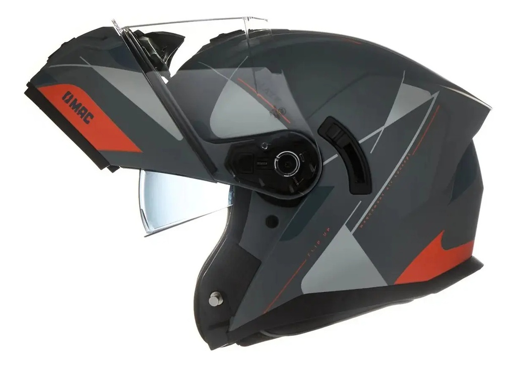 Casco Moto Rebatible Mac Ff166 Blaze Doble Visor Rpm Gris/naranja Magma Mate Xl
