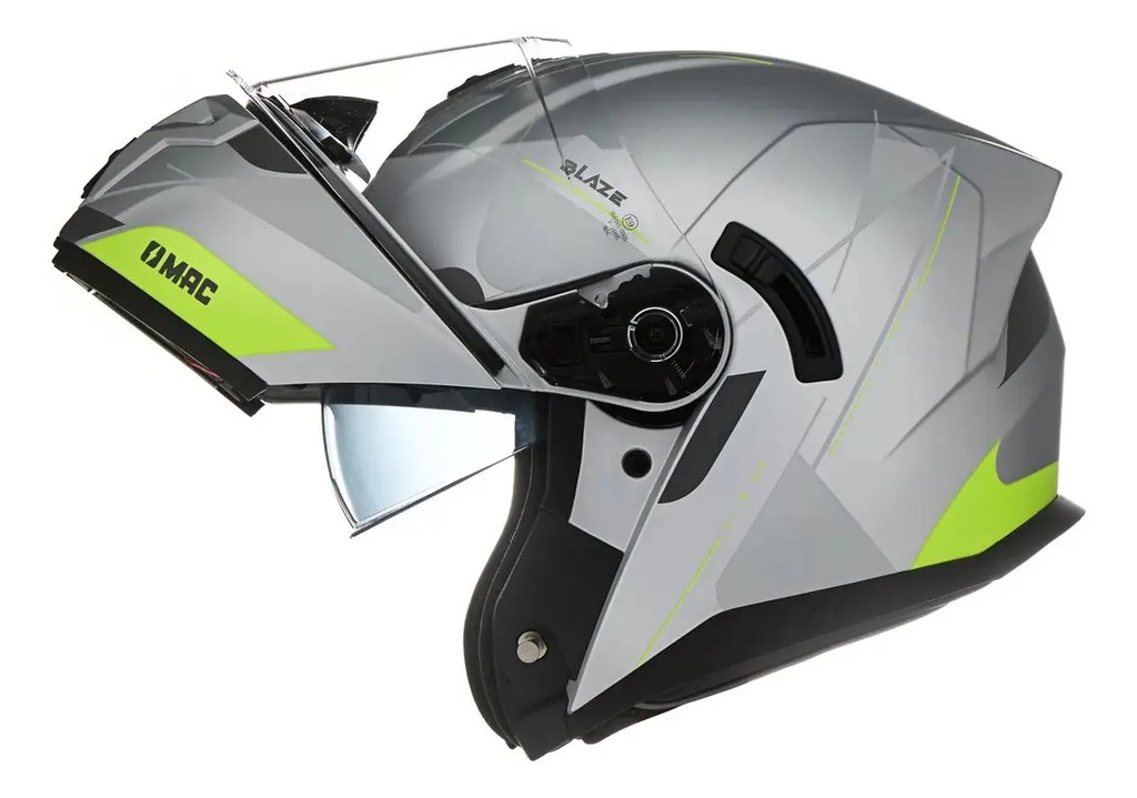 Casco Moto Rebatible Mac Ff166 Blaze Doble Visor Rpm Gris/amarillo Magma Mate M