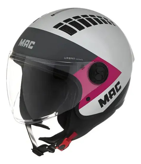 Casco Abierto Moto Mac Of230 Addax Rpm Gris/rosa Pyro Mate Xs