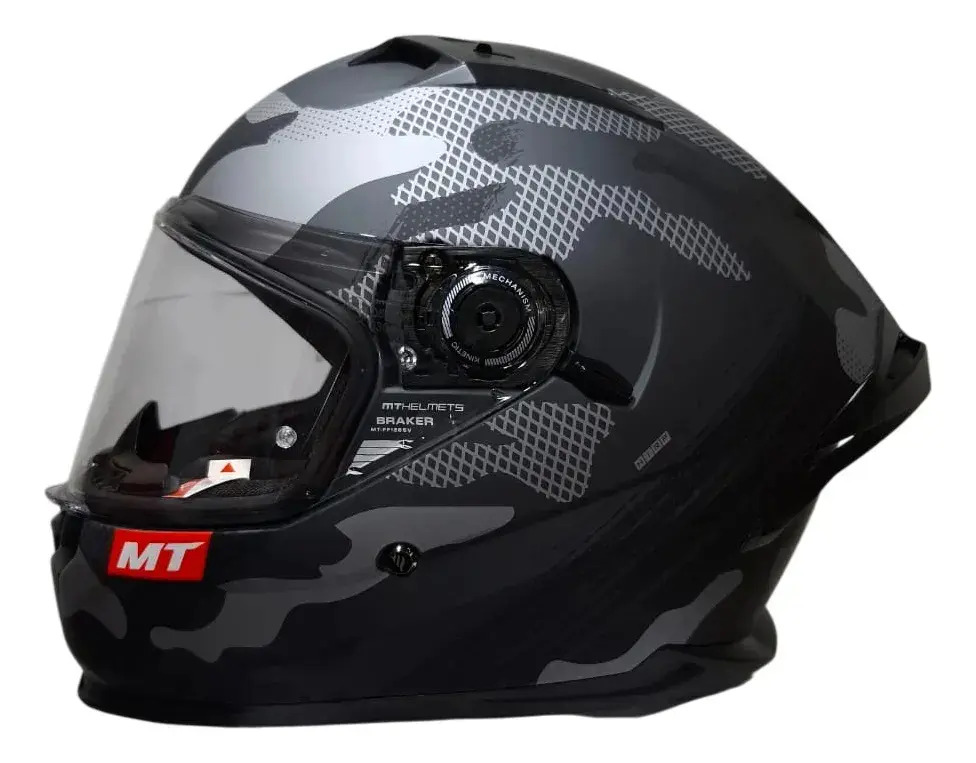 Casco Moto Integral Mt Braker Doble Visor Con Spoiler Rpm Gris Crossover C2 Mate Xl