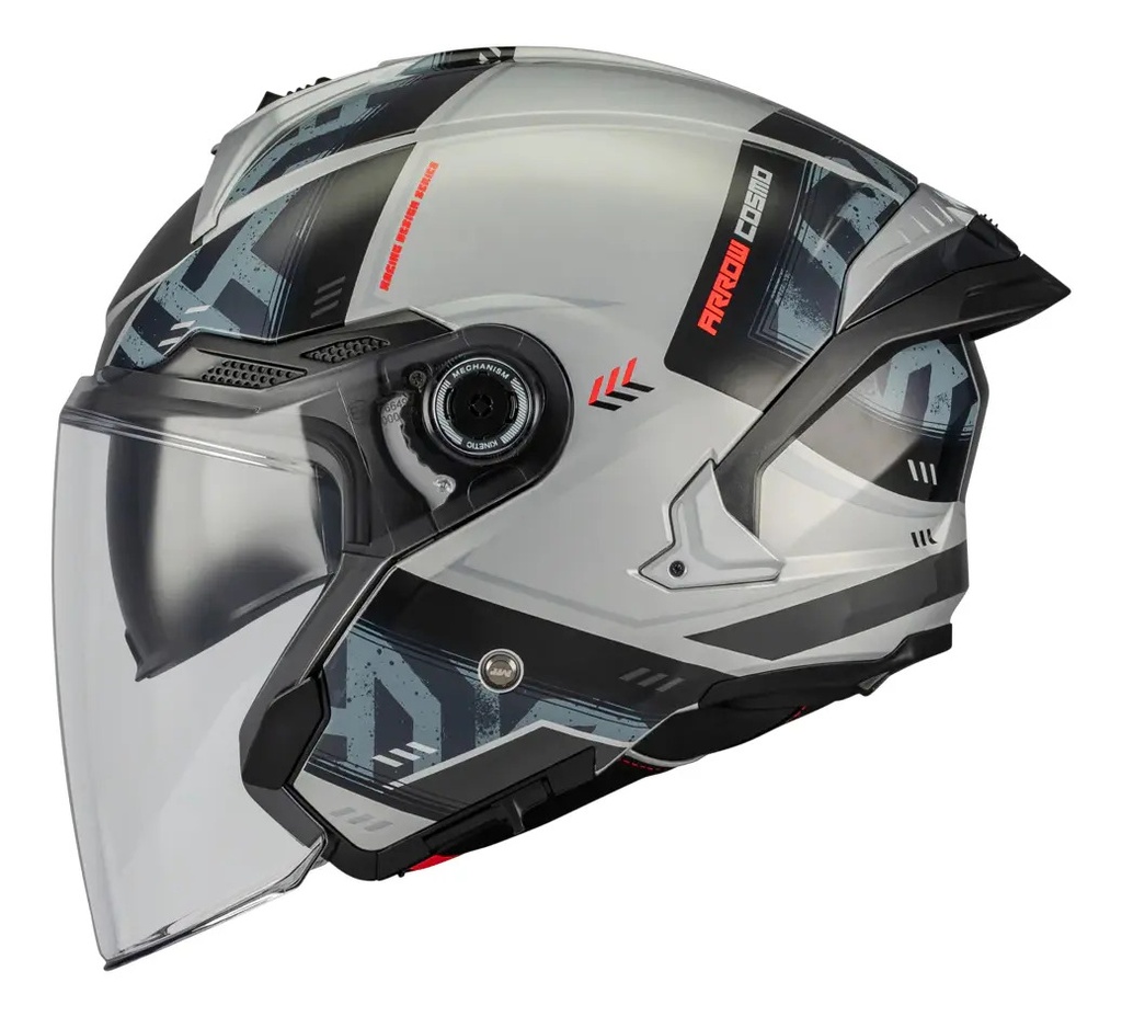 Casco Moto Abierto Mt Cosmos Sv Doble Visor Rpm Gris Arrow C2 Brillante M