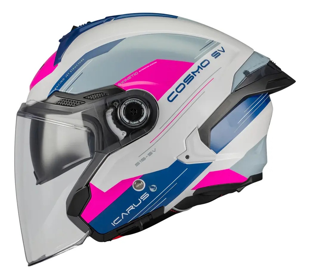 Casco Moto Abierto Mt Cosmos Sv Doble Visor Rpm Rosa Icarus A8 Brillante Xs