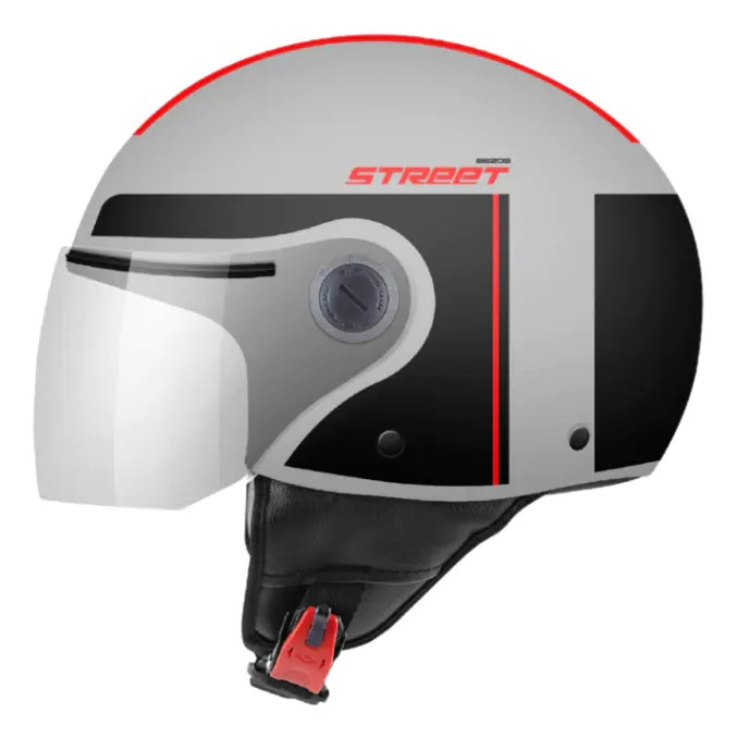 Casco Abierto Moto Mt Street S Visor Simple Rpm Rojo Bezos C5 Brillante L