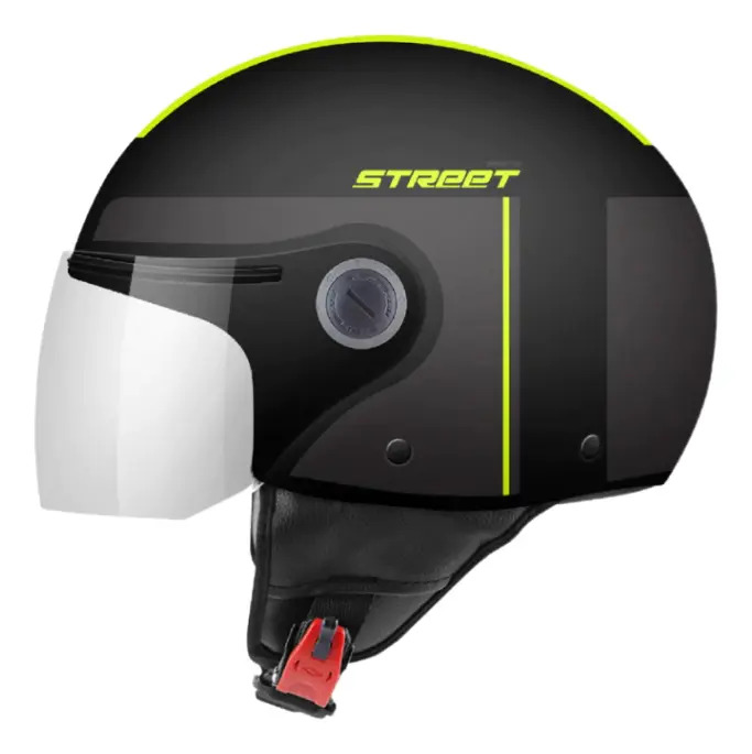 Casco Abierto Moto Mt Street S Visor Simple Rpm Negro/amarillo Bezos B3 Mate M