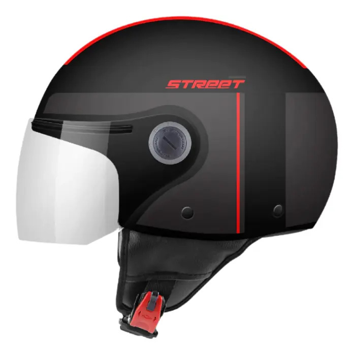 Casco Abierto Moto Mt Street S Visor Simple Rpm Negro/rojo Bezos B5 Mate L