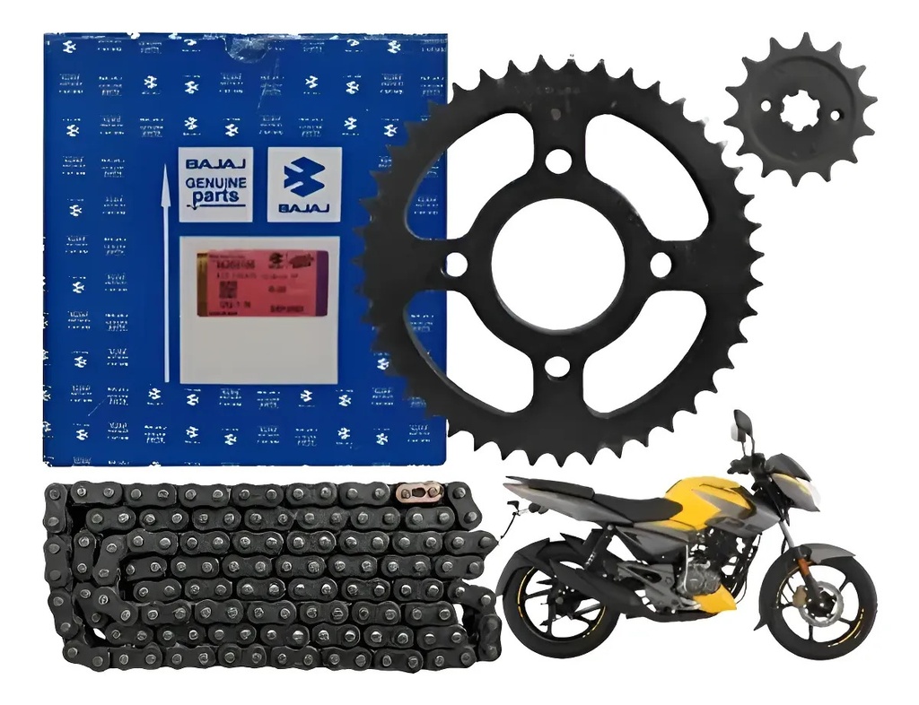 [36JF0228] Kit De Transmision Moto Bajaj Rouser Ns 125 Original Rpm Negro
