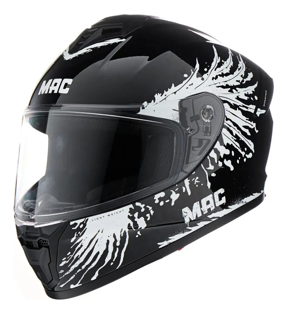Casco Moto Integral Mac Ff801 Starter Rpm Negro/blanco Fenix Brillante Xl