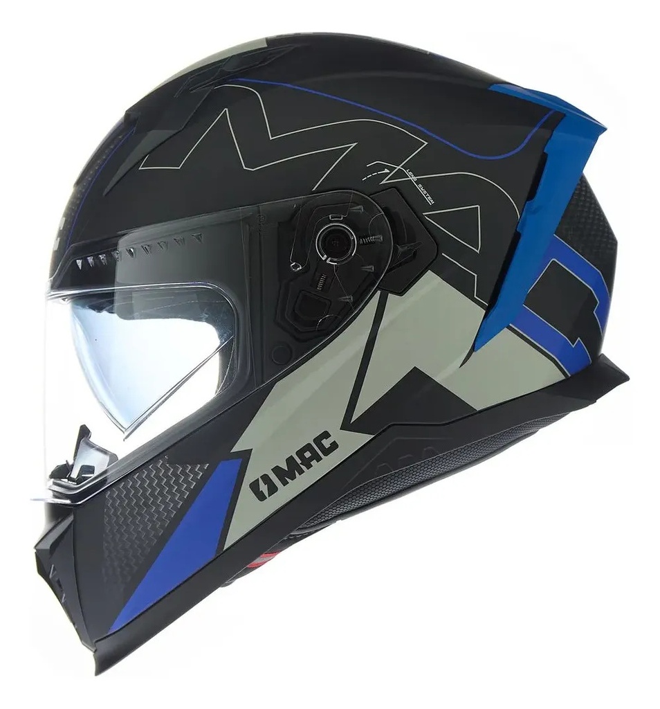 Casco Moto Integral Mac 069 Force Doble Visor Rpm Negro/azul Dynamo Mate Xl