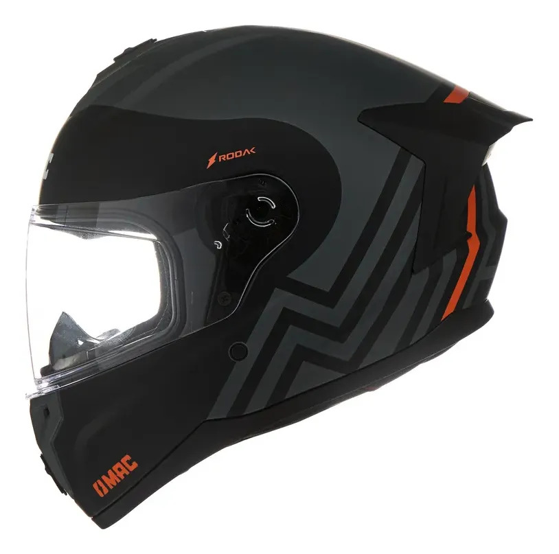Casco Moto Integral Mac 070 Volt Rpm Negro/gris/naranja Rodak Mate S
