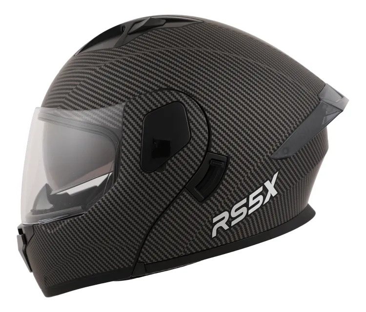 Casco Rebatible Moto Hawk Rs5x Doble Visor Rpm Negro Carbon Look Mate L