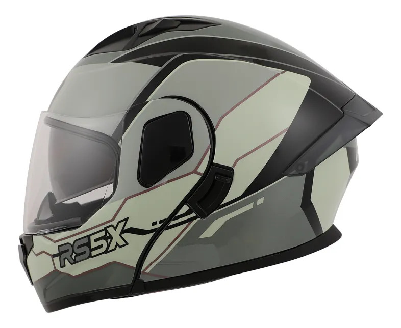 [ZRB006] Casco Rebatible Moto Hawk Rs5x Doble Visor Rpm Gris Hunter Brillante M
