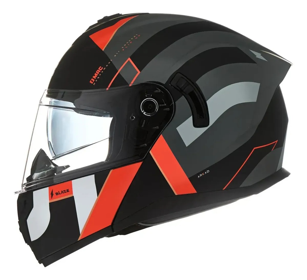 Casco Moto Rebatible Mac Ff166 Blaze Doble Visor Rpm Negro/rojo Arkad Mate L