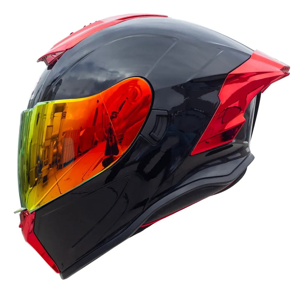 Casco Integral Gekko Spektor Doble Visor + Visor De Regalo Negro/rojo Gloss Red Brillante Xl