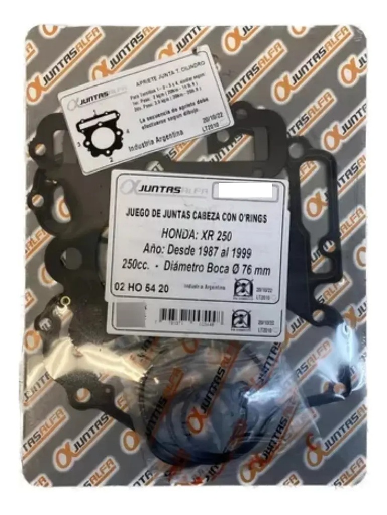 Kit Juntas Cabeza Cilindro Honda Xr 250 Año 1987 Al 1999 Rpm