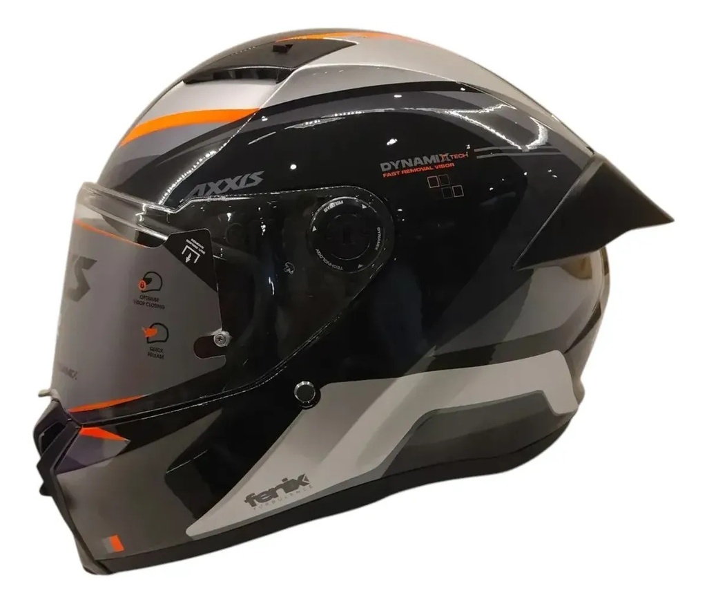 Casco Moto Integral Axxis Fenix Con Spoiler Rpm Gris Turbulence Z2 Brillo L