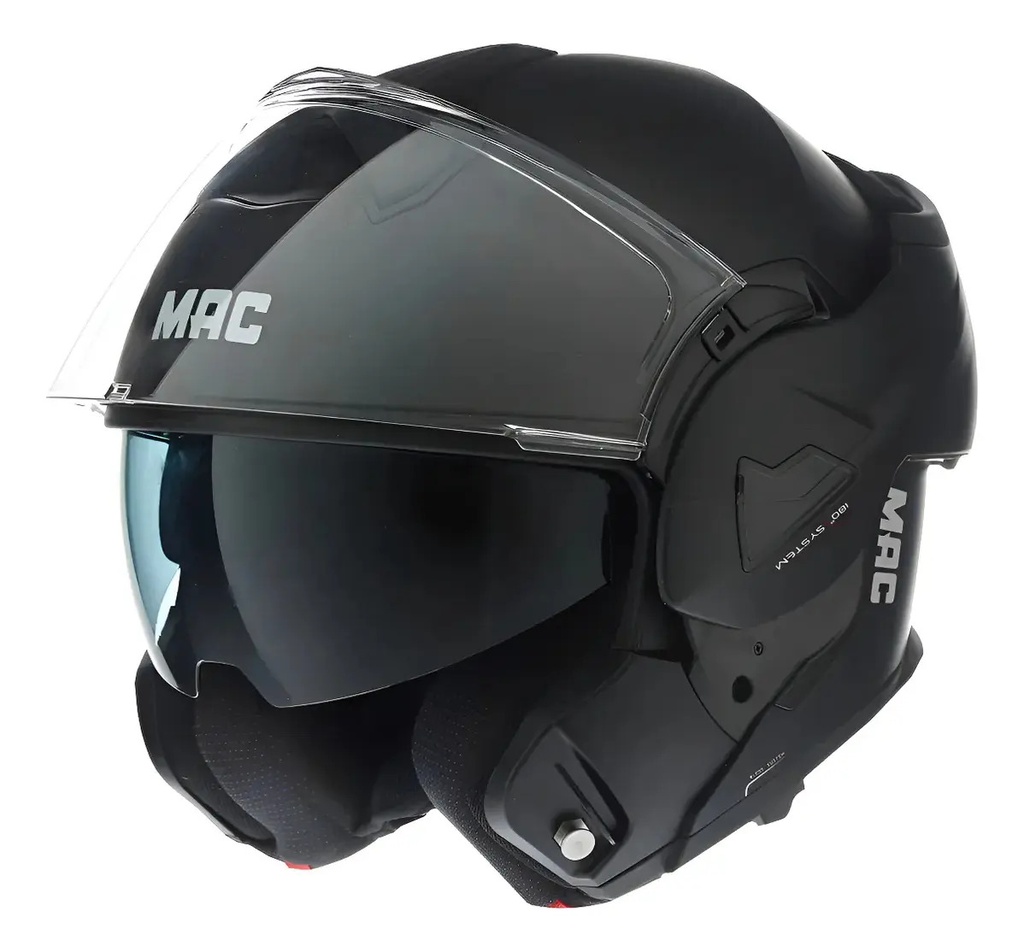Casco Moto Rebatible Mac Ff628 Eclipse Doble Visor Rpm Negro Solid Mate S