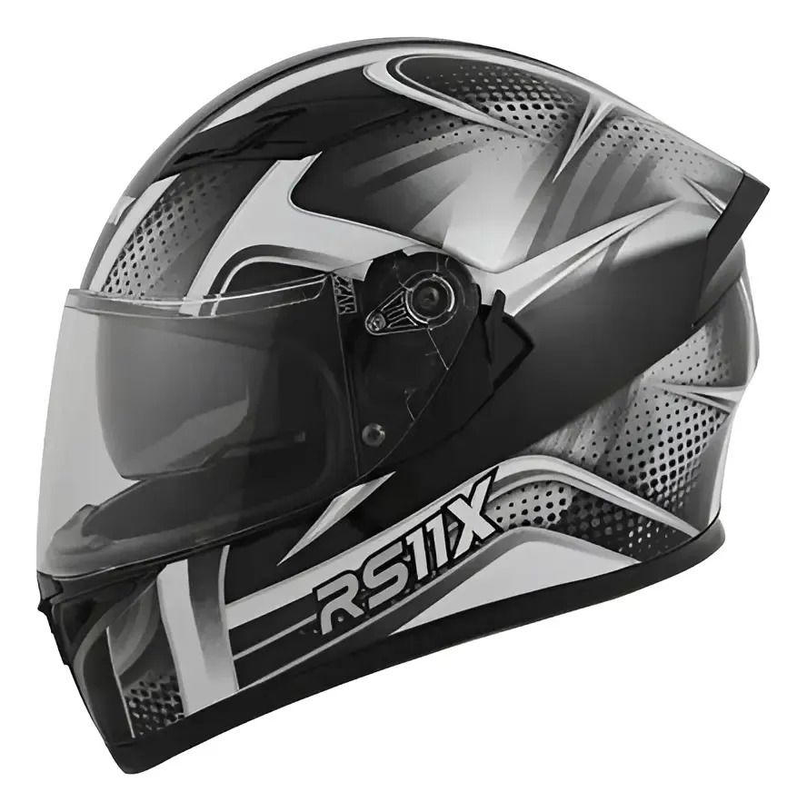 Casco Integral Moto Hawk Rs11x Doble Visor Rpm Gris Spike Brillante L