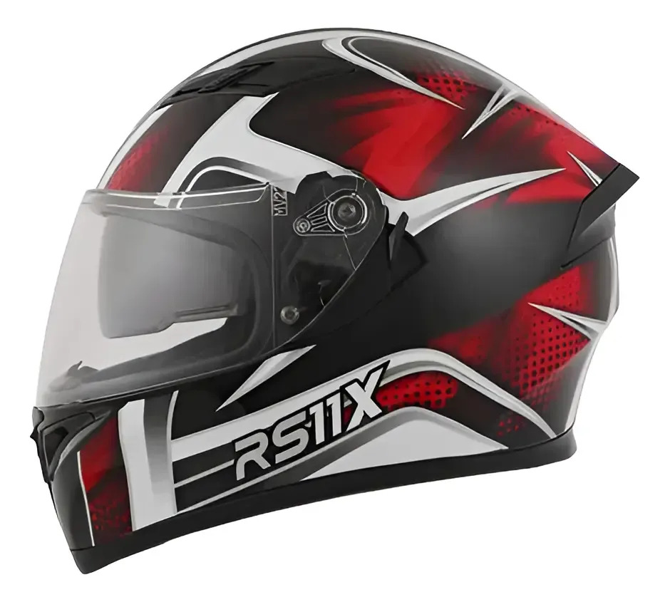 Casco Integral Moto Hawk Rs11x Doble Visor Rpm Rojo Spike Brillante L