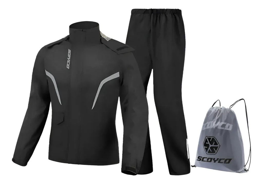 Traje De Lluvia Moto Scoyco Rc10 Reflectante Impermeable Rpm Negro M