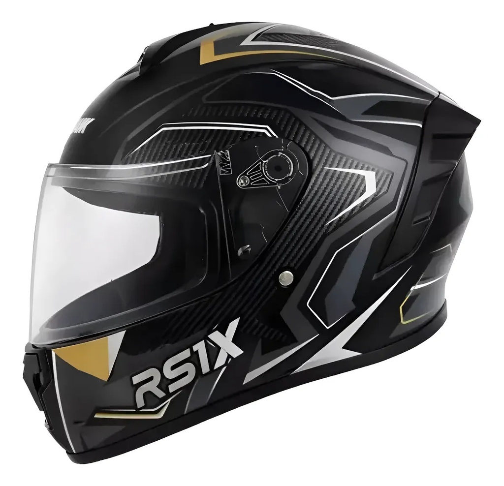 Casco Moto Integral Hawk Rs1x Rpm Negro/dorado Thunder Brillante S