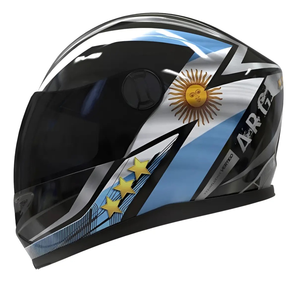 Casco Moto Integral Vertigo V32 Influence Argentina Rpm Negro Argentina Brillante L