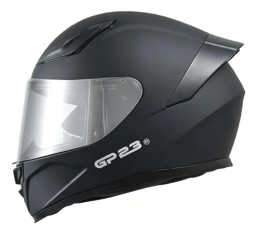 Casco Moto Integral Gp23 Raptor + Visor Transparente Rpm Negro Ws-609 Mate Xl
