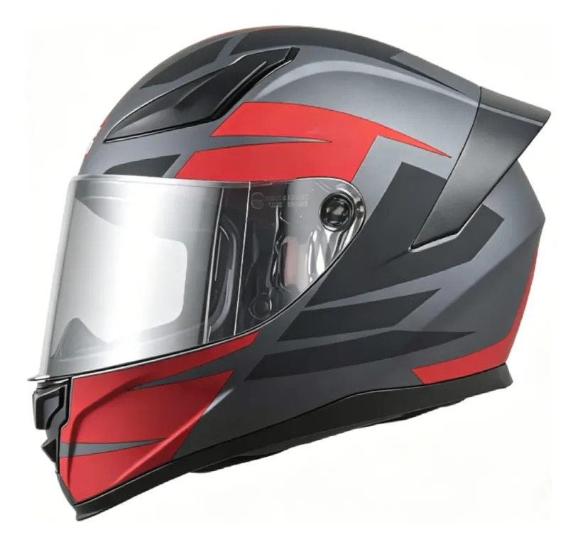 Casco Moto Integral Gp23 Raptor + Visor Transparente Rpm Rojo Ws-609 Mate S