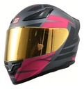 Casco Moto Integral Gp23 Raptor + Visor Transparente Rpm Rosa Ws-609 Mate S
