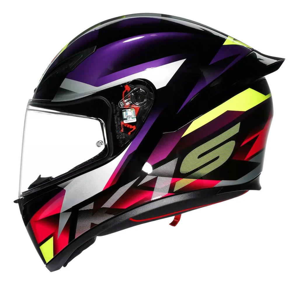 Casco Moto Integral Agv K1 S Alerón Integrado Rpm Negro/violeta/rosa Brillante Fastlap Brillante Xs