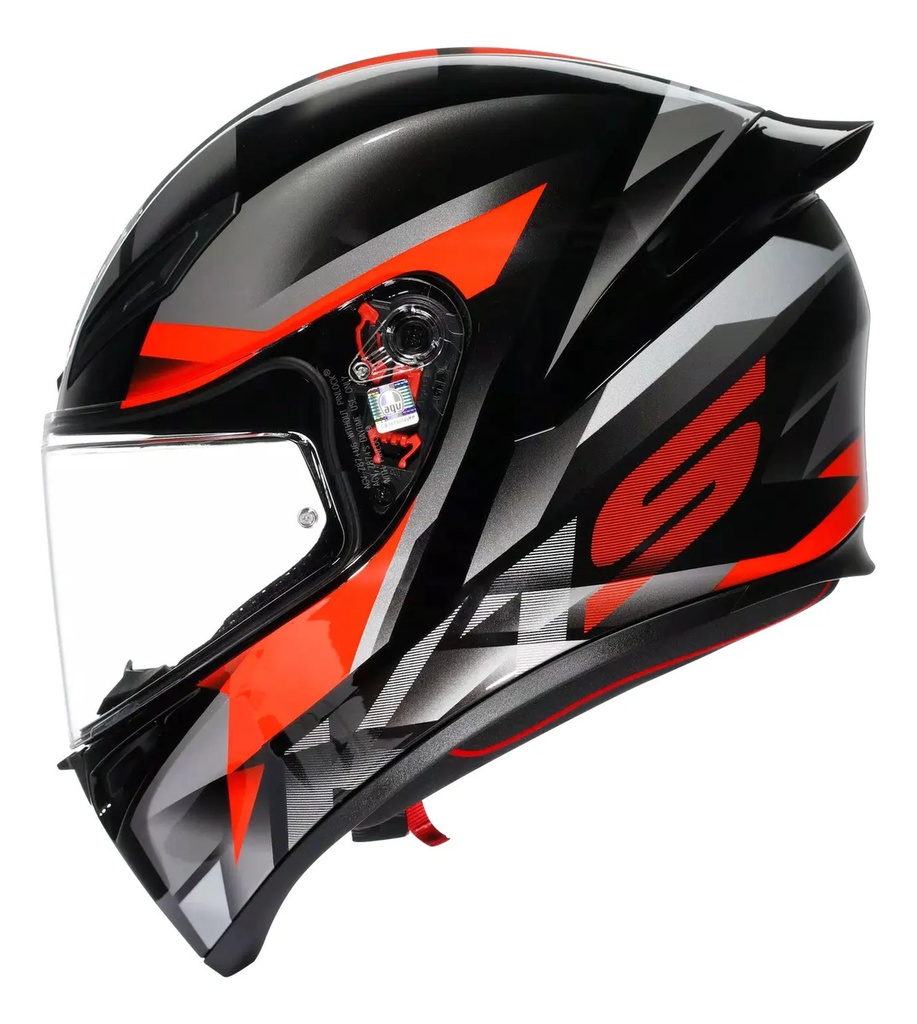 Casco Moto Integral Agv K1 S Alerón Integrado Rpm Negro/gris/rojo Brillante Fastlap Brillante M
